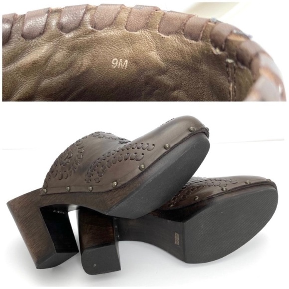 JACK Rogers Ali Clogs Wood Chunky Heel Platform Leather Mule Sandal in Brown - Picture 12 of 12